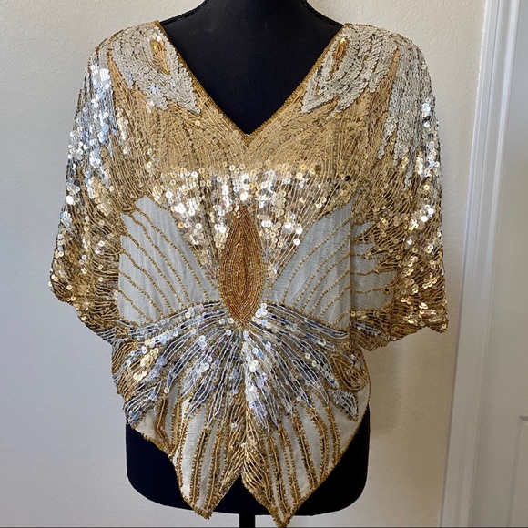 xoanan Tops - Vintage sequin embellished top